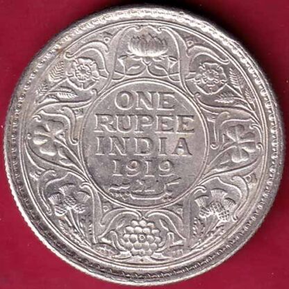 British India 1919 bombay mint George v One Rupee Silver coin– FB4018