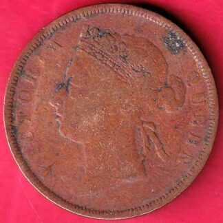 STRAITS SETTLEMENTS 1874 VICTORIA QUEEN ONE CENT COPPER COIN– FB4199