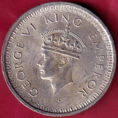 British India 1942 George VI Bombay Mint One Rupee Silver Coin–FB4233 - Image 2