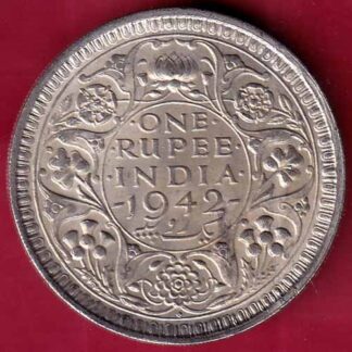 British India 1942 George VI Bombay Mint One Rupee Silver Coin–FB4233