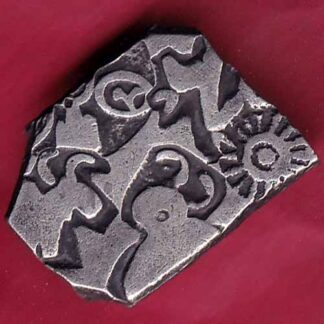 ANCIENT INDIA MAURYAN PERIOD MAGADH DYNASTY ANIMAL STANDING SILVER PUNCHMARK –FB4253