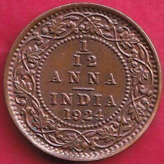 BRITISH INDIA 1924 GEORGE V 1/12 ANNA – FB4316