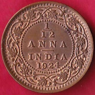 BRITISH INDIA 1924 GEORGE V 1/12 ANNA COPPER COIN – FB4321