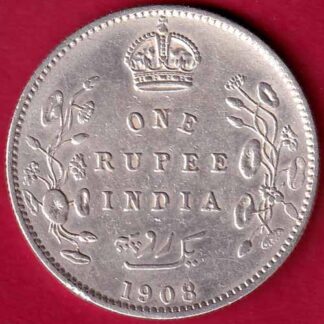 British India 1908 Edward Vii king & Emperor One Rupee Silver coin – FB4331