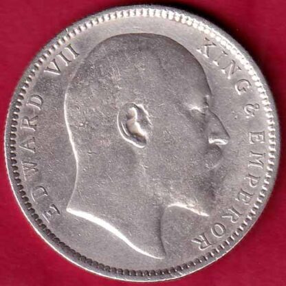 British India 1908 Edward Vii king & Emperor One Rupee Silver coin – FB4331 - Image 2