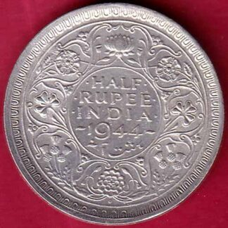 British India 1944 bombay Mint George Vi half Rupee Silver Coin – FB4336