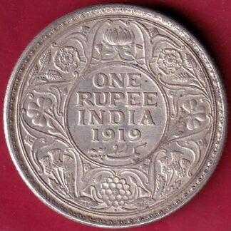 British India 1919 bombay mint George v One Rupee Silver coin– FB4337