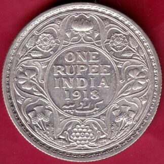 British India 1918 Bombay Mint George v One Rupee silver coin – FB4586