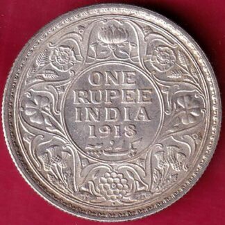 British India 1918 Bombay Mint George v One Rupee silver coin – FB4613