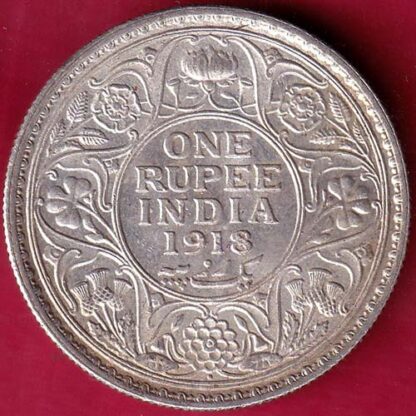 British India 1918 Bombay Mint George v One Rupee silver coin – FB4613