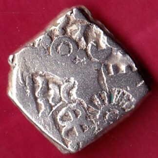 ANCIENT INDIA MAURYAN PERIOD MAGADH DYNASTY ANIMAL STANDING SILVER PUNCHMARK – FB4619