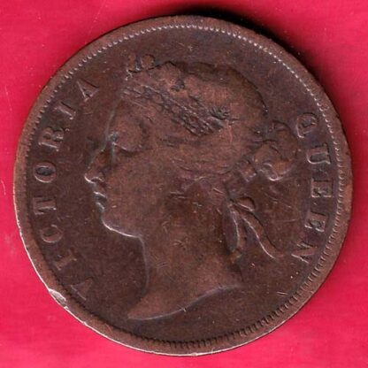 STRAITS SETTLEMENTS 1873 VICTORIA QUEEN ONE CENT COPPER COIN – FB4621 - Image 2