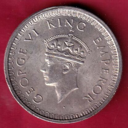 British India 1942 George VI Bombay Mint One Rupee Silver Coin – FB4631 - Image 2