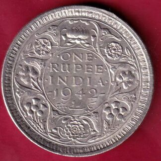 British India 1942 George VI Bombay Mint One Rupee Silver Coin – FB4631