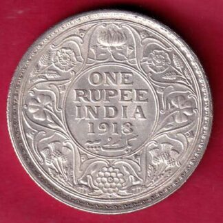British India 1918 Bombay Mint George v One Rupee silver coin – FB4654