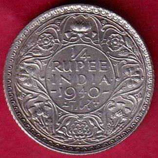 BRITISH INDIA 1940 BOMBAY MINT GEORGE VI 1/4 RUPEE SILVER COIN – FB4694