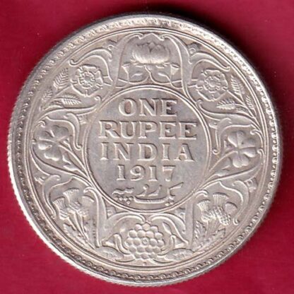 British India 1917 bombay mint George v Emperor One Rupee –FB4744
