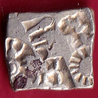 ANCIENT INDIA MAURYAN PERIOD MAGADH DYNASTY ANIMAL STANDING SILVER PUNCHMARK  – FB4809