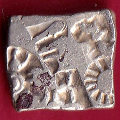 ANCIENT INDIA MAURYAN PERIOD MAGADH DYNASTY ANIMAL STANDING SILVER PUNCHMARK  – FB4809