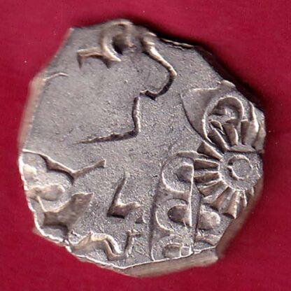 ANCIENT INDIA MAURYAN PERIOD MAGADH DYNASTY ANIMAL STANDING SILVER PUNCHMARK  - FB4856