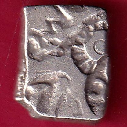 ANCIENT INDIA MAURYAN PERIOD MAGADH DYNASTY ANIMAL STANDING SILVER PUNCHMARK  – FB4871