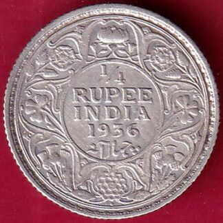 British India 1936 George V Bombay Mint 1/4 Rupee Silver coin – FB4877