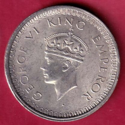 British India 1942 George VI Bombay Mint One Rupee Silver Coin – FB4904 - Image 2