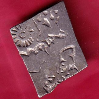 ANCIENT INDIA MAURYAN PERIOD MAGADH DYNASTY ANIMAL STANDING SILVER PUNCHMARK –FB4937