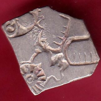 ANCIENT INDIA MAURYAN PERIOD MAGADH DYNASTY ANIMAL STANDING SILVER PUNCHMARK – FB5061