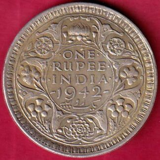 British India 1942 George VI Bombay Mint One Rupee Silver Coin– FB5084