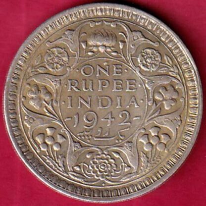British India 1942 George VI Bombay Mint One Rupee Silver Coin– FB5084