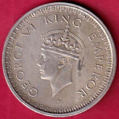 British India 1942 George VI Bombay Mint One Rupee Silver Coin– FB5084 - Image 2