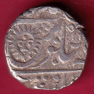 INDORE STATE SUN FACE INO SHAH ALAM II MALHAR RAO ONE RUPEE SILVER COIN–FB5099