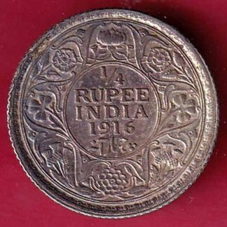 British India 1916 George V 1/4 Rupee Silver Coin –FB5105