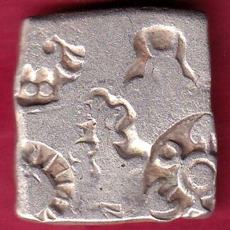 ANCIENT INDIA MAURYAN PERIOD MAGADH DYNASTY ANIMAL STANDING SILVER PUNCHMARK –FB5111