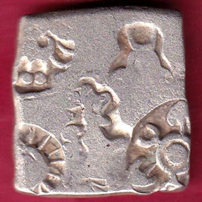 ANCIENT INDIA MAURYAN PERIOD MAGADH DYNASTY ANIMAL STANDING SILVER PUNCHMARK –FB5111