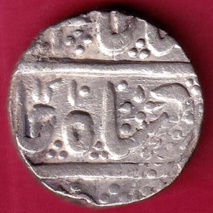 INDORE STATE SUN FACE INO SHAH ALAM II MALHAR RAO ONE RUPEE SILVER COIN–FB5143 - Image 2