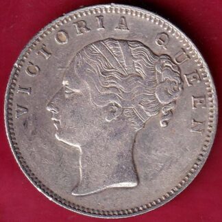 East India Company 1840 Continuous Legend Victoria Queen One Rupee Silver coin–FB5146