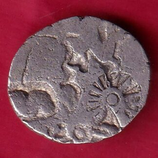 ANCIENT INDIA MAURYAN PERIOD MAGADH DYNASTY ANIMAL STANDING SILVER PUNCHMARK–FB5168