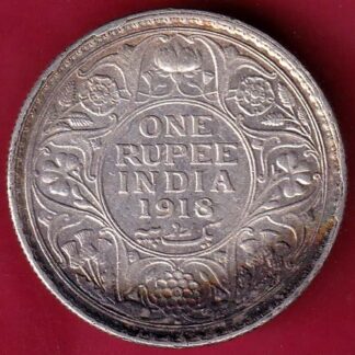 British India 1918 Bombay Mint George v One Rupee silver coin – FB5202