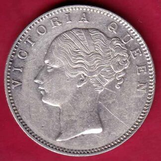East India Company 1840 Continuous Legend Victoria Queen One Rupee Silver coin–FB5270