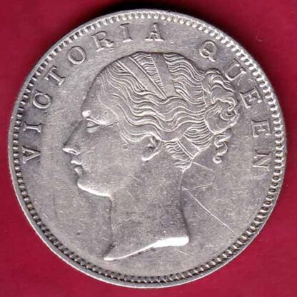 East India Company 1840 Continuous Legend Victoria Queen One Rupee Silver coin–FB5270