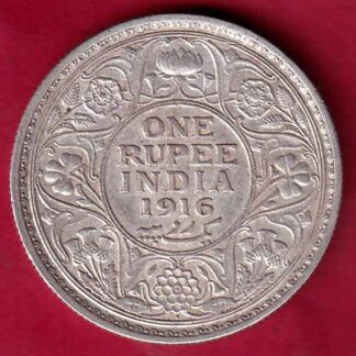 British India 1916 bombay mint George v ONE Rupee Silver coin –FB5274