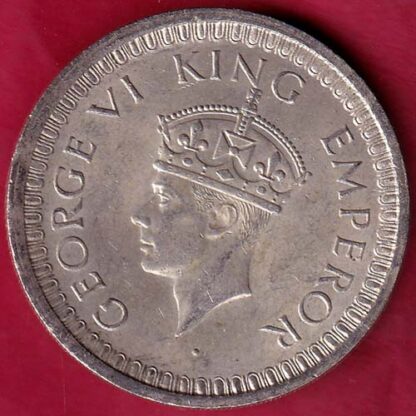 BRITISH INDIA 1942 BOMBAY MINT GEORGE VI ONE RUPEE BEAUTIFUL SILVER COIN– FB5343 - Image 2