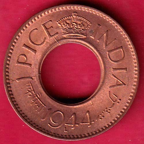 British India UNC King George Vi 1944 LAHORE MINT One Pice Copper Coin 