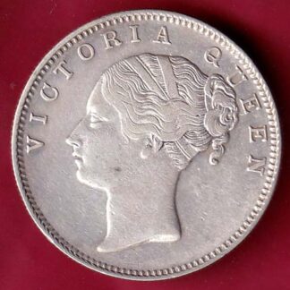 EAST INDIA COMPANY 1840 CONTINUOUS VICTORIA QUEEN 1 RUPEE SILVER COIN–FB5555