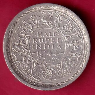 BRITISH INDIA 1944 BOMBAY MINT GEORGE VI HALF RUPEE BEAUTIFUL SILVER COIN–FB5563