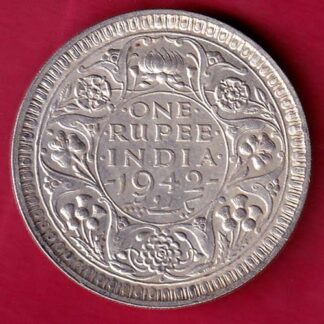 BRITISH INDIA 1942 BOMBAY MINT GEORGE VI ONE RUPEE BEAUTIFUL SILVER COIN–FB5576