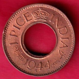 British india UNC king george vi 1944 LAHORE MINT one pice copper coin :-FB5619