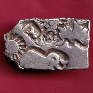 ANCIENT INDIA MAURYAN PERIOD MAGADH DYNASTY ANIMAL STANDING SILVER PUNCHMARK   –FB4922